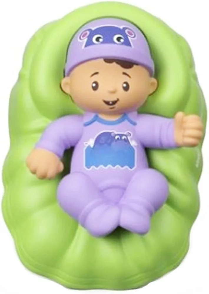 Replacement Part for Fisher-Price Little People Big Helpers Family - FTL14 ~ Replacement Hispanic Baby Figure ~ Green Basket ~ Purple Outfit