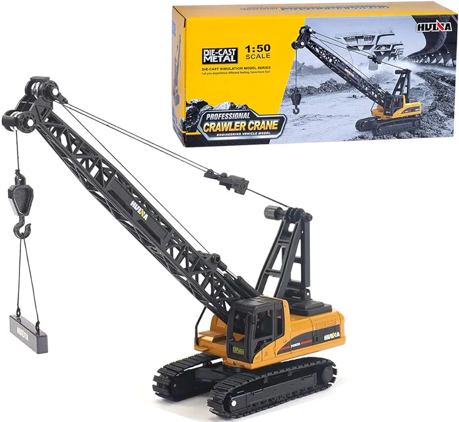 Gemini&Genius Crawler Crane Construction Vehicle Toy Dragline Heavy Duty 1/50 Crane Work Car, Engineering Truck, Site Sandbox Car Toy, Collectible or Decoration for Kids