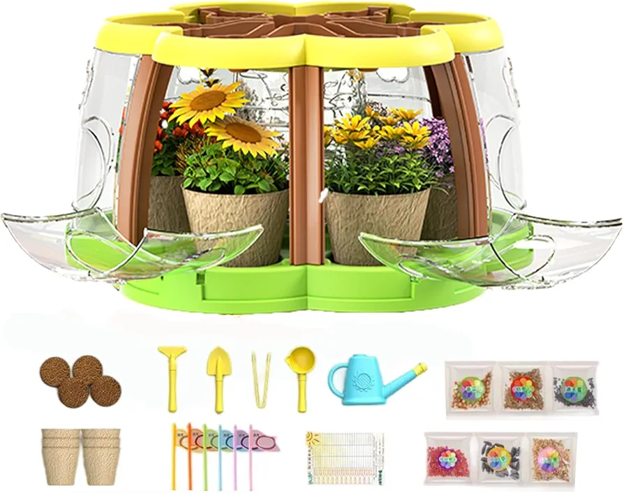 Toddler Gardening Set,Grow House with Irrigation System,Bilayer Greenhouse Grow Room,Plant Kit Gifts for Preschool Boys Girls,Educational Science Preschool Toys Ages 3-7