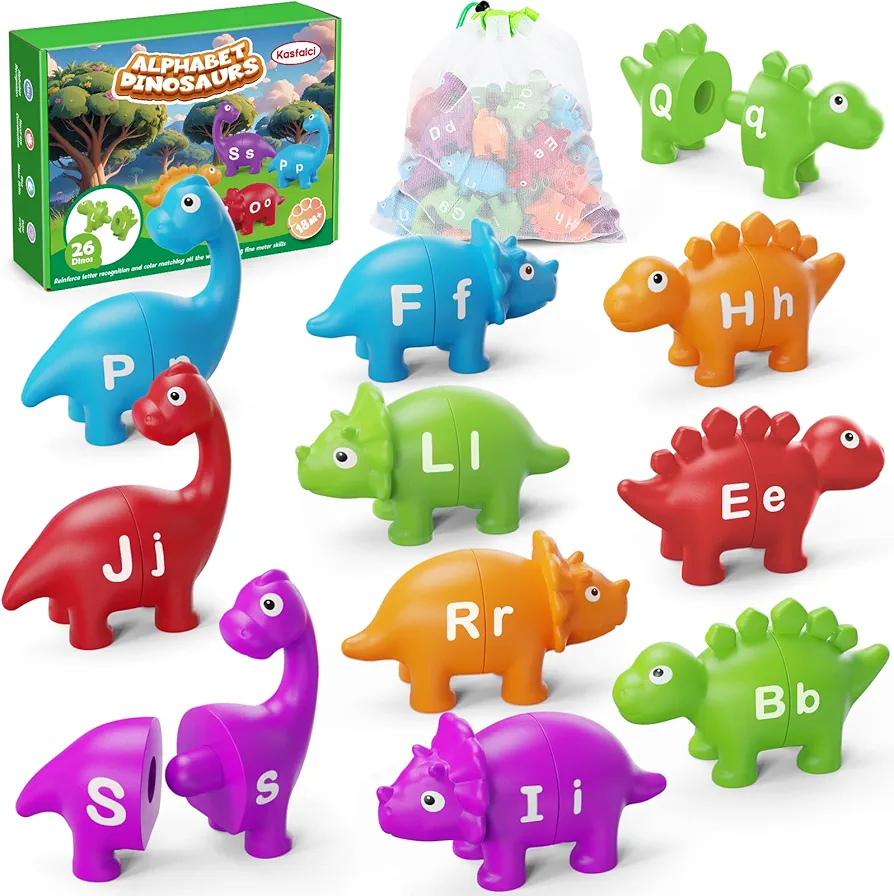 Alphabet Learning Toys, Dinosaur Toys for Kids, ABC Learning for Toddlers, Matching Letter Game,Color Sorting,Educational Montessori Fine Motor Toys,Kindergarten Preschool Learning Activities