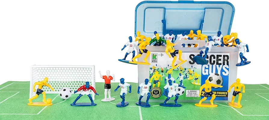 Kaskey Kids Soccer Guys – Blue/Yellow Inspires Kids Imaginations with Endless Hours of Creative, Open-Ended Play – Includes 2 Teams