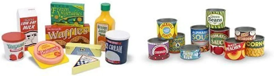 Melissa & Doug Fridge Food Set & Grocery Cans Bundle