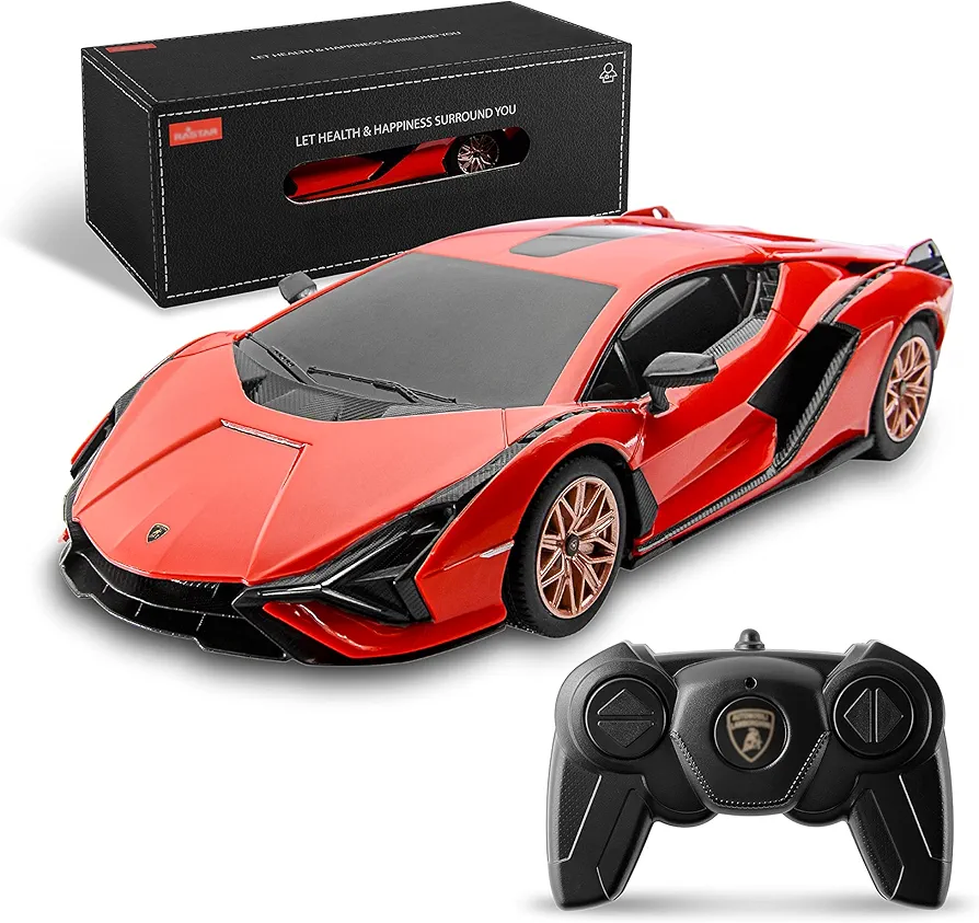 BEZGAR Remote Control Cars - 1:24 Scale Officially Licensed RC Series Lambo Sián FKP 37, Electric Sport Racing Hobby Toy Car Model Vehicle for Boys and Girls Teens and Adults Gift (Red)