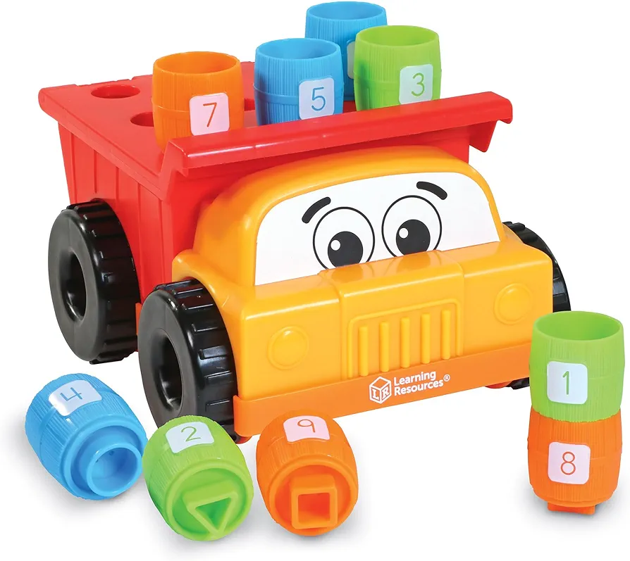 Learning Resources Tony the Peg Stacker Dump Truck - 10 Pieces, Ages 18+ months Fine Motor Skills Toy for Toddlers, Preschool Toys