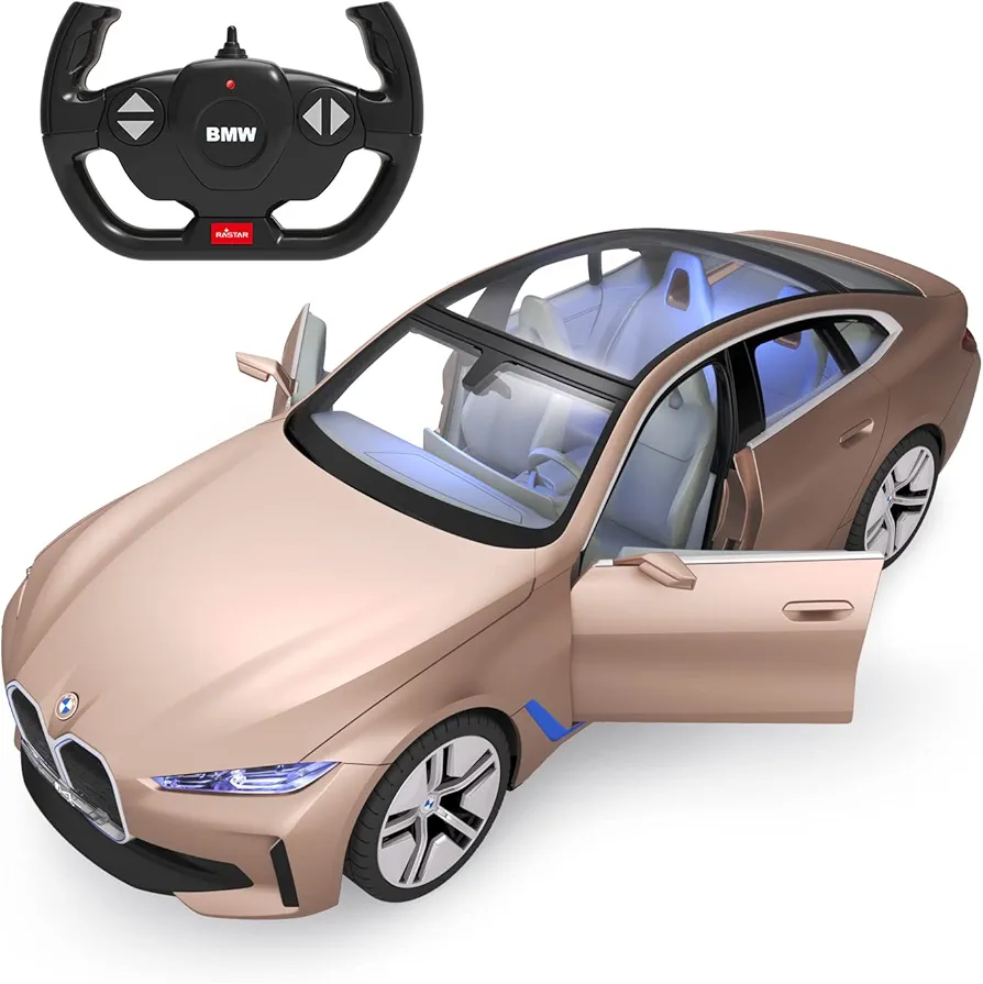 RASTAR BMW i4 Remote Control Car, 1/14 BMW i4 Concept RC Toy Car Golden BMW Model Car Diecast for Kids Boys Adults