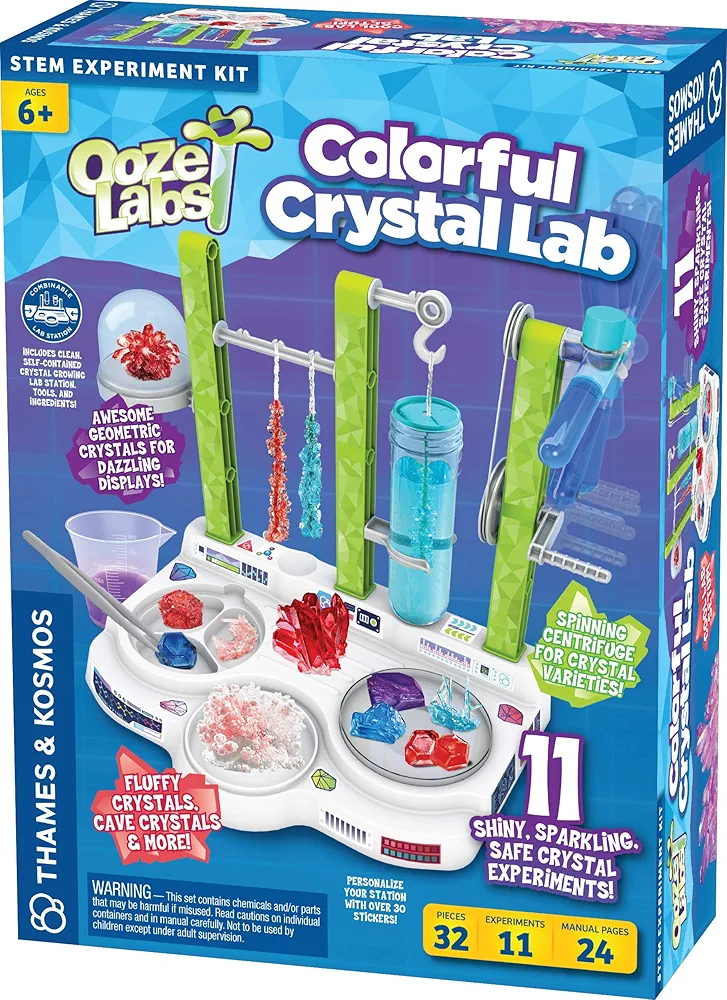 Thames & Kosmos Ooze Labs Colorful Crystal Lab STEM Experiment Kit & Lab Setup | Awesome Geometric Crystals, Dazzling Displays, with 11 Shiny, Sparkly, Safe Experiments | Stickers to Decorate Your Lab