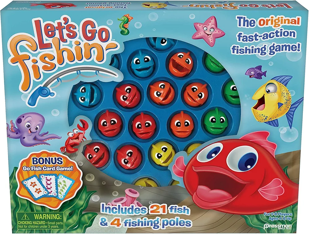 Pressman 58 Let's Go Fishin' Combo Game, Includes Go Fish Card Game