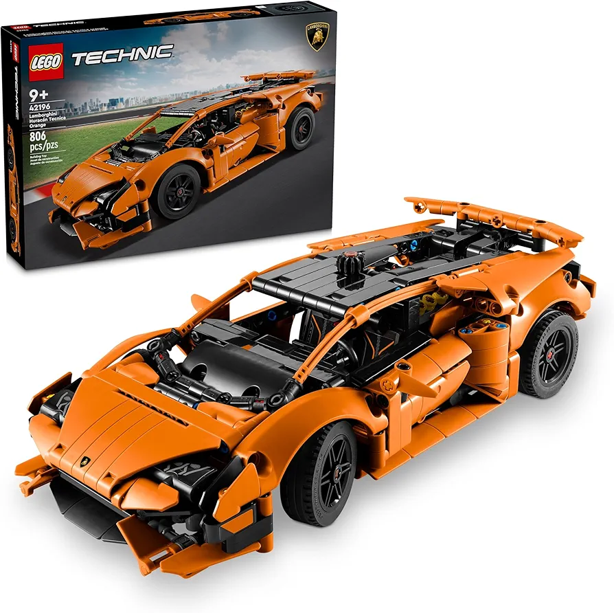 LEGO Technic Lamborghini Huracán Tecnica Orange Advanced Building Toy, Lamborghini Car Toy for Kids Room Décor, Model Car Vehicle Set for Boys and Girls Ages 9 and Up, 42196