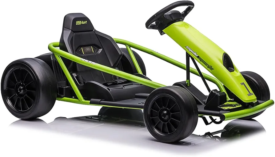 24V Go Kart for Kids 8-12 Years, 300W*2 Extra Powerful Motors, 9Ah Large Battery 8MPH High Speed Drifting with Music, Horn,Max Load 175lbs Outdoor Ride On Toy for Teens (Green)