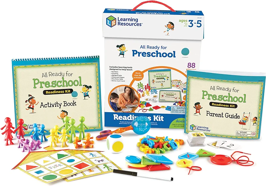 Learning Resources All Ready for Preschool Readiness Kit - 60 Activities Set, Ages 3+, Kindergartner Preparation Kit, Preschool Homeschool, Preschool Curriculum Kit