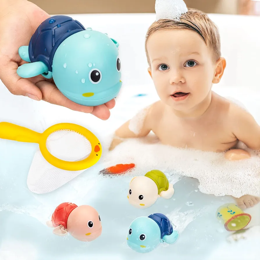 3 Pack Baby Bath Toys Swimming Turtle Water Bath Toys for Toddlers 1-3, Floating Wind Up Toys for 1-5 Year Old Boy Girls, New Born Baby Infant Bathtub Water Toys, Preschool Toddler Pool Toys