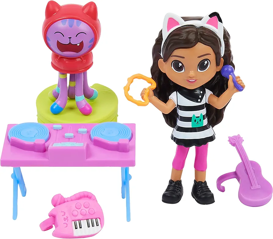 Gabby's Dollhouse, Kitty Karaoke Set with 2 Toy Figures, 2 Accessories, Delivery and Furniture Piece, Kids Toys for Ages 3 and up