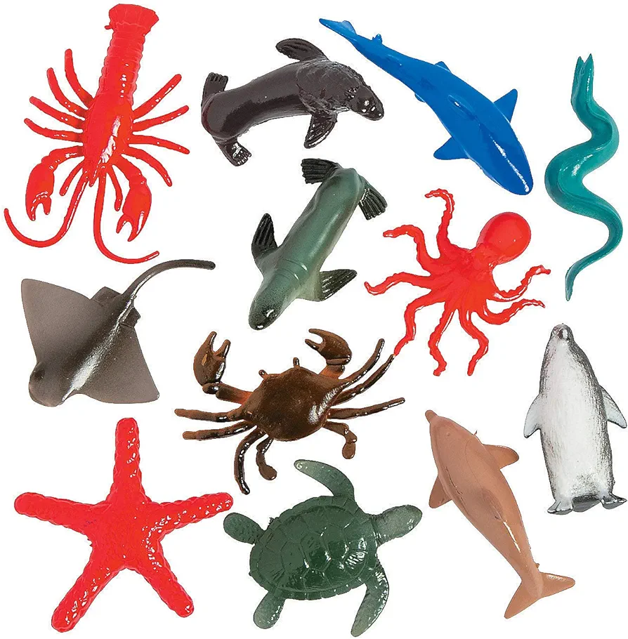 Fun Express Plastic Animals Ocean Animals - 12 piece Sea Creature Toys Set