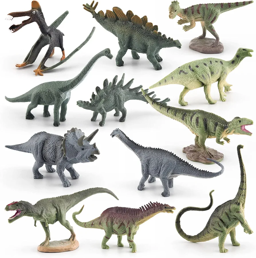 Realistic Mini Dinosaur Toy Set for 12PCS Dino Party Cupcake Toppers Dinosaur Figures 3 Inch for Girls Boys Kids Toddlers Birthday Gift