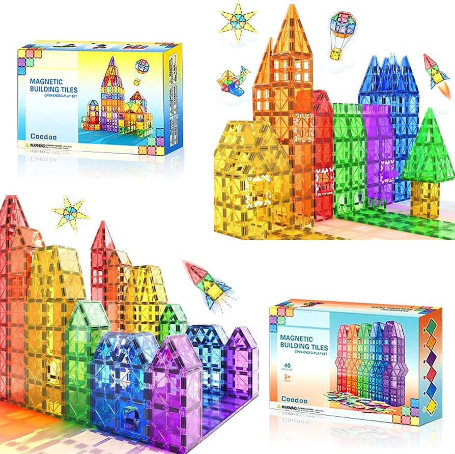 100PCS Magnetic Tiles Kids Toys STEM Magnet Toys for Toddler Magnetic Blocks Building Toys Preschool Learning Sensory Montessori Toys for 3+ Year Old Boys and Girls, Safe Creativity Toddler Kids Toys