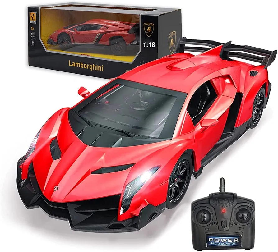 Remote Control Car RC Cars Racing Car 1:18 Licensed Toy RC Car Compatible with Lamborghini Model Vehicle for Boys 6,7,8 Years Old Halloween, red