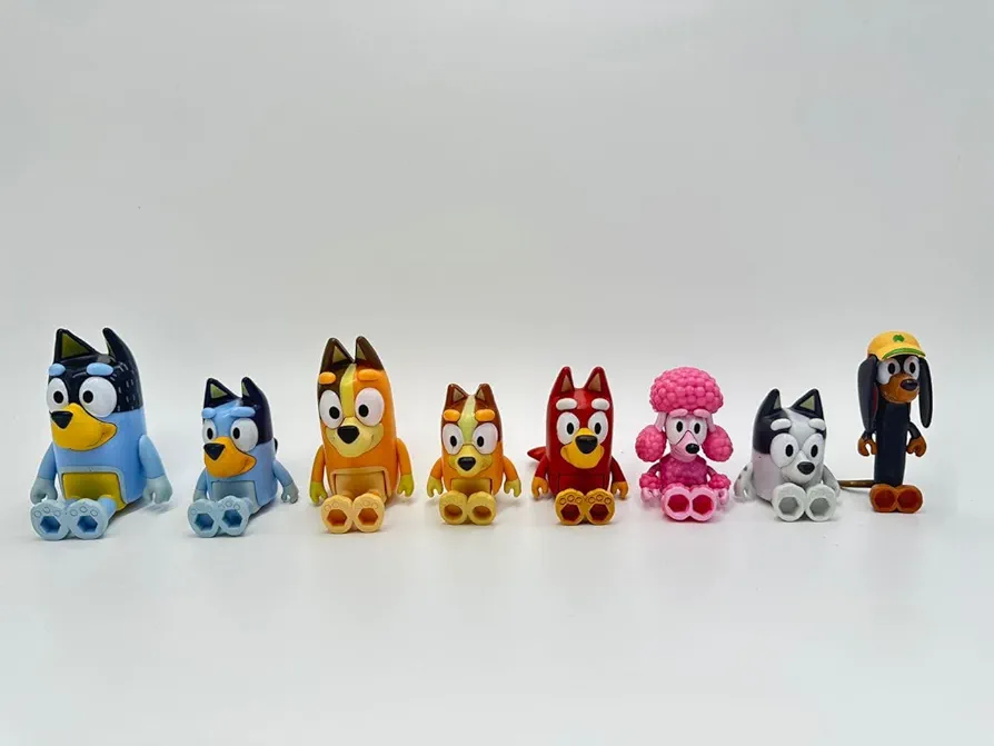 Set of 8 PCS Wolfs-Family Action Figures Toys Playset Gifts for Colorful-Stuffed Birthday, Room & Cake Decoration 2-3.54 Inches.