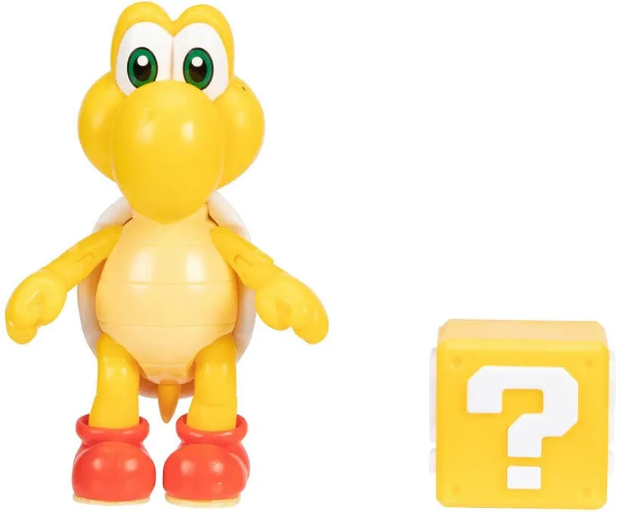 SUPER MARIO Collectible Red para Koopa Troopa 4 inch Poseable Articulated Action Figure with Question Mark Accessory for Ages 3+