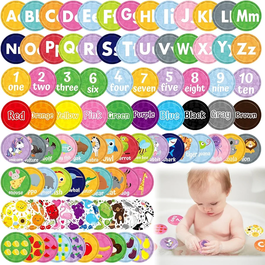 46 Pcs Bathtub Bath Books Educational Floating Baby Flash Cards for Toddlers ABCs Colors and Numbers Soft Floating Flashcards for Babies Bath Time Learning Counting Activities Preschool Kids