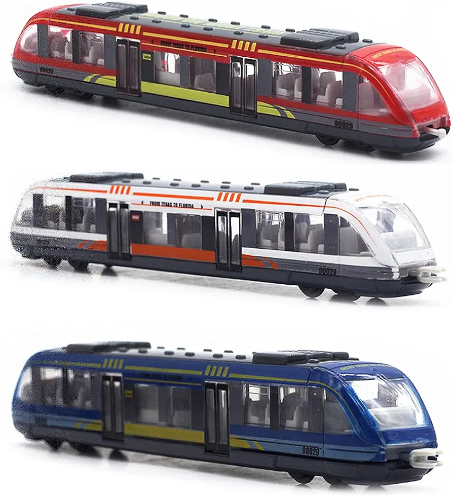 Toy Train Set High Speed Locomotive Engine Die Cast Model Car Sliding Linked Subway Bullet Train Set for Kids Pack of 3