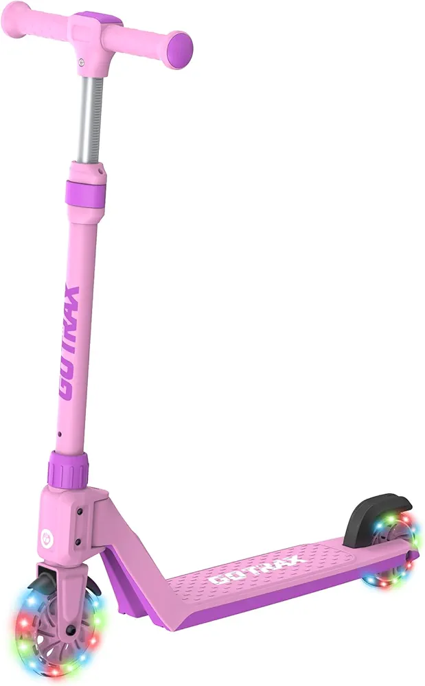 Gotrax K03 Kick Scooter for Kids, 5" LED RGB Lighted Wheels, 4.6 lbs Lightweight and One-Click Detachable Design, Height Adjustable Handbar, Anti-Slip Deck and Max Load 110 Lbs for Boy&Girl Age 3+