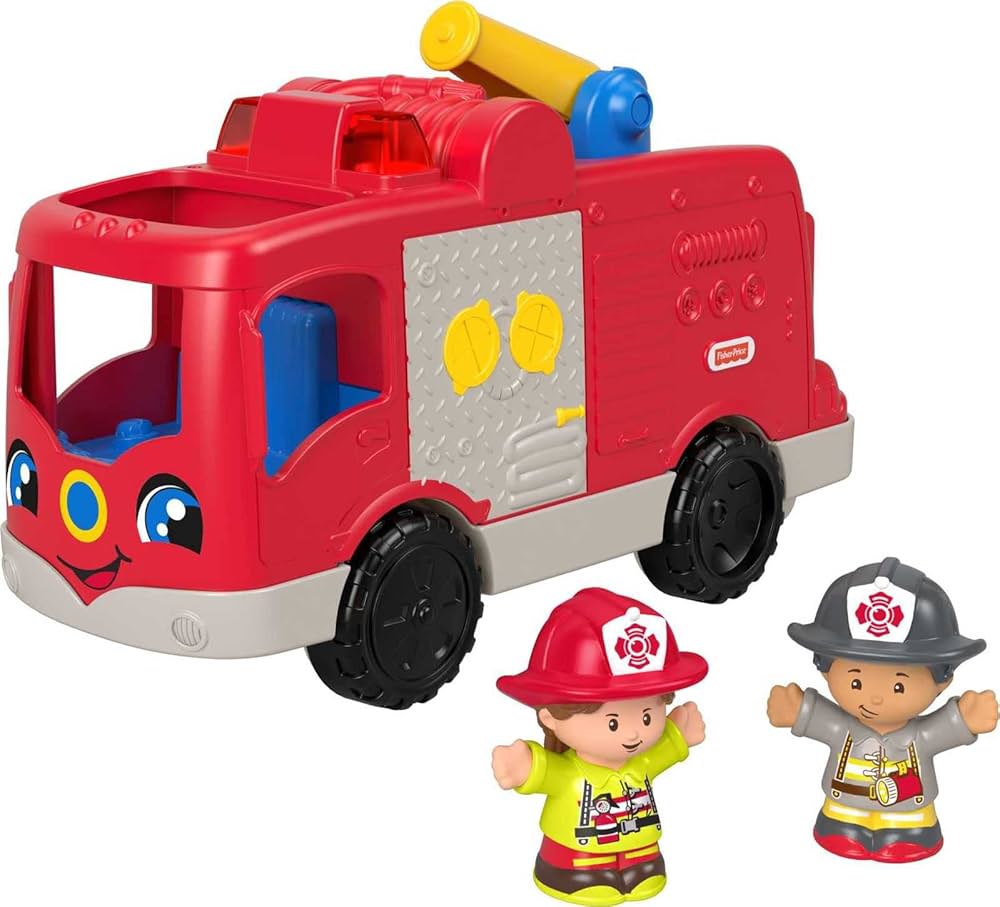 Fisher-Price Little People Toddler Toy Helping Others Fire Truck with Music Lights & Figures for Preschool Pretend Play Kids Ages 1+ Years