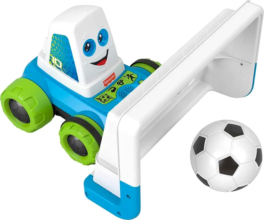 Fisher-Price Preschool Toy Goaldozer Electronic Soccer Game with Net Lights Sounds & Motorized Motion for Sports Play Kids Ages 3+ Years