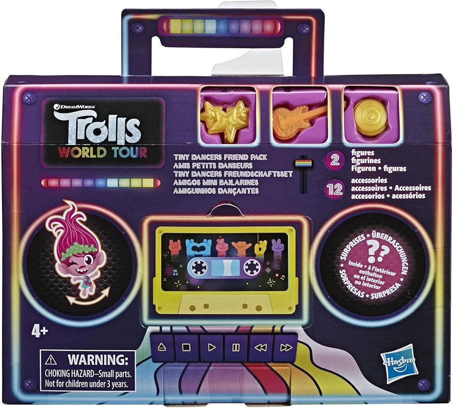 Hasbro Trolls DreamWorks Tiny Dancers Friend Pack with 2 Tiny Dancers Figures,2 Bracelets,and 10 Charms,Toy Inspired by The Movie World Tour