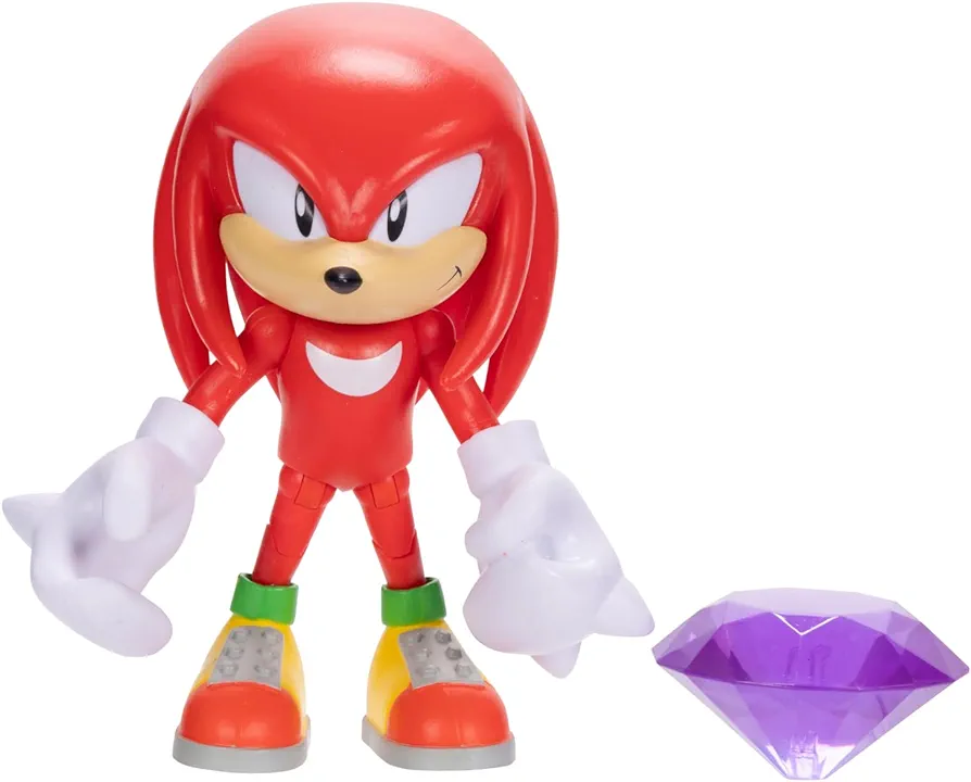 Sonic the Hedgehog 4-inch Knuckles Action Figure with Purple Chaos Emerald Accessory. Ages 3+ (Officially Licensed by Sega)