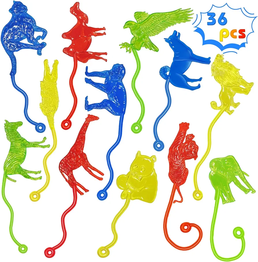 36PCS Sticky Hands Bulk Forest Animal Party Favors for Kids Stretchy Sticky Hand Fidget Toys Goodie Bag Stuffers Treasure Box Toys for Classroom Prizes Birthday Party Supplies Easter Basket Stuffers