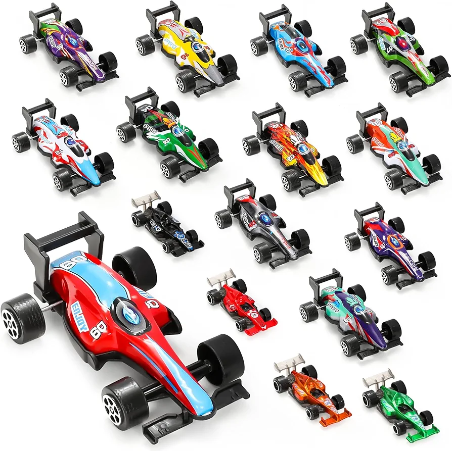 16 PCS F1 Formula Pull Back Cars - F1 Cars Toy Model Set Small Racing Clockwork Car Birthday Gift for Boys and Girls Party Game Family Gathering