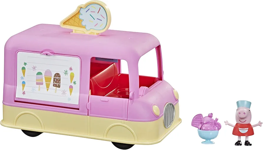 Peppa Pig Peppa’s Adventures Peppa’s Ice Cream Truck Vehicle Preschool Toy, Speech and Sounds, Peppa Figure and Accessory, Ages 3 and Up