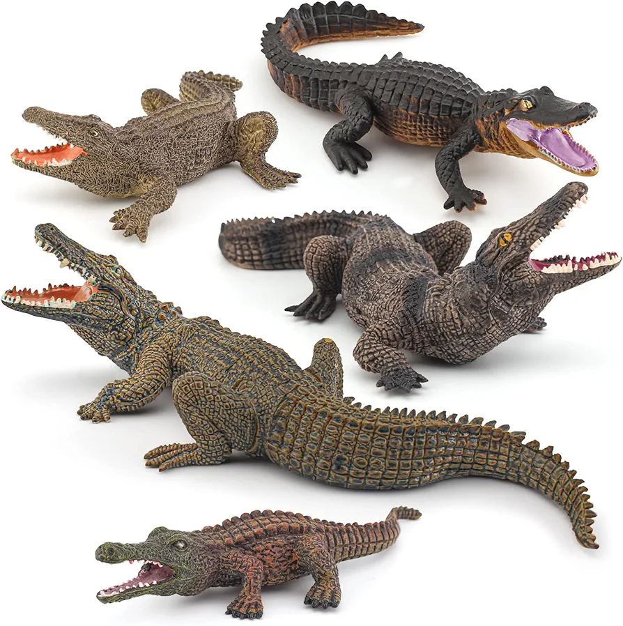 Fantarea 5 PCS Simulation Realistic Wild Life Jungle Animal Figures Model Figurines Crocodile Alligator Party Favors Desktop Decoration Playset Toys for 5 6 7 8 Years Boys Girls Toddler