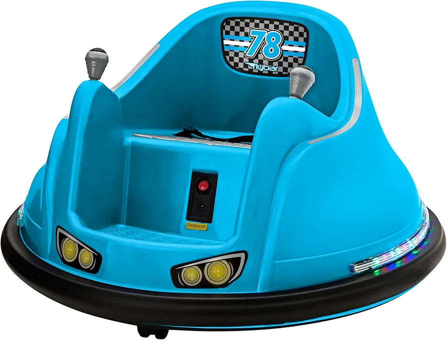 FunPark 6V Bumper Car for Toddlers, Kids, Electric Ride On Toys for Baby, Ages 1.5-4 Years, LED Lights, 360 Degree Spin, Supports up to 66 pounds (No Remote)