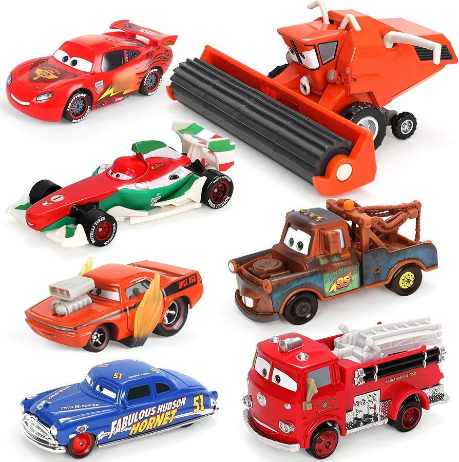 Cars Toy Tractor Car Set - 7PCS Movie Themed Metal Die Casting Tractor Mini Car Figures Toy Portable Collectible Toy Cars for Kids Boys Girls Birthday Party Gifts Toy Vehicles