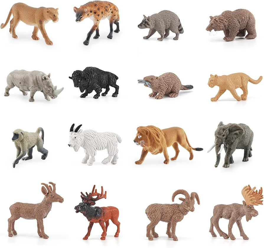 21PCS Mini Wild Animals Figurines Toys Set Savanna Jungle Animals Figures Mini Party Favor Cake Topper South Africa Zoo Animals Toys for Kids