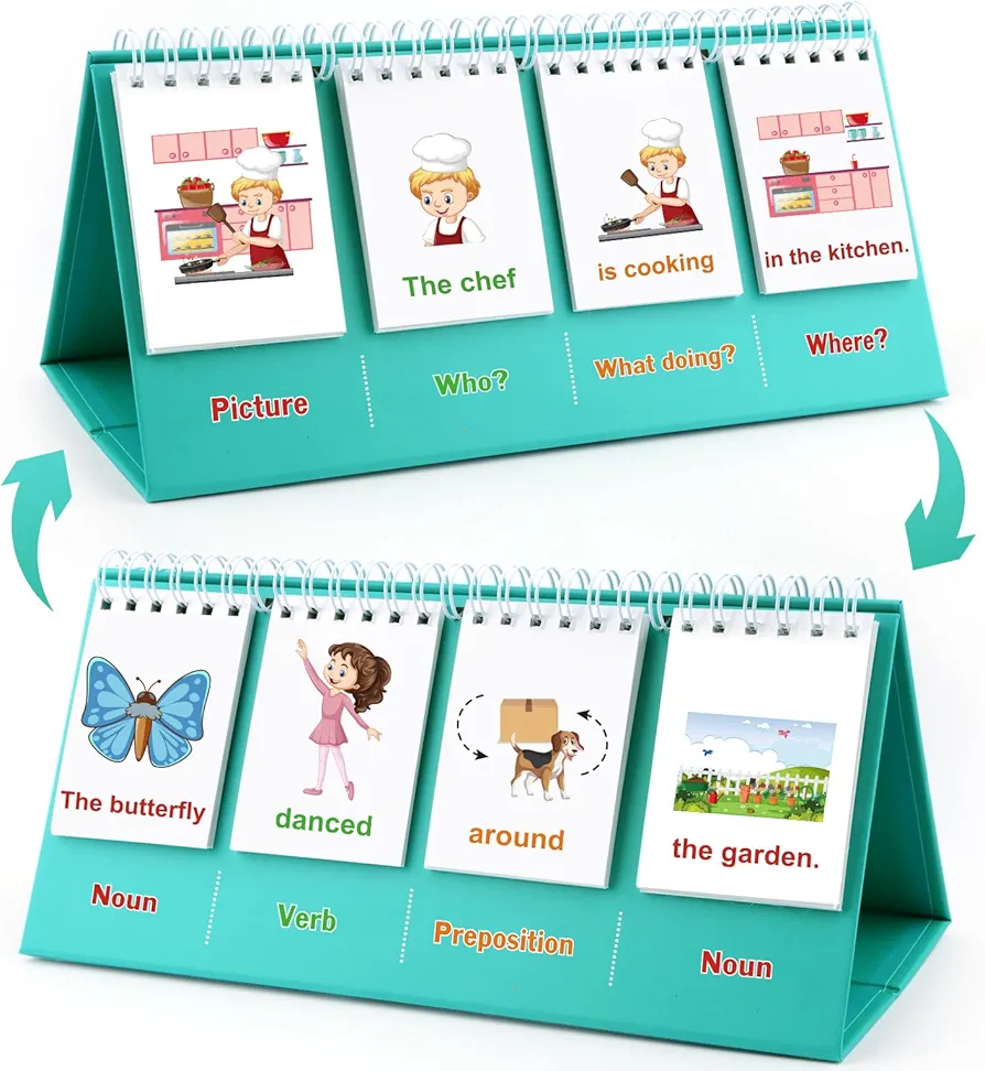 Speech Therapy Toys, Sentence Building for Kids First 1st 2nd 3rd Grade Kindergarten Classroom Must Haves, Phonics Reading Games for Kids Ages 6-8, Double-Sided Flip Stand Homeschool Supplies