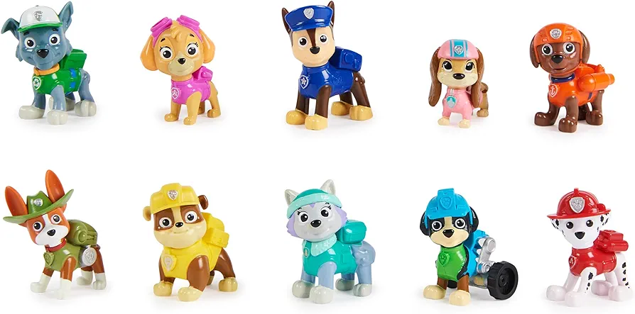 Paw Patrol, 10th Anniversary, All Paws On Deck Toy Figures Gift Pack with 10 Collectible Action Figures, Kids Toys for Ages 3 and Up