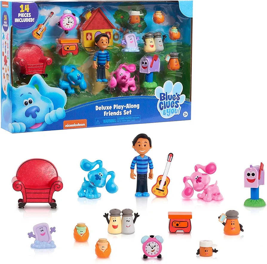 Just Play Blue's Clues & You! Deluxe Play-Along Friends Set, 14-Piece Figure Set, Kids Toys for Ages 3 Up