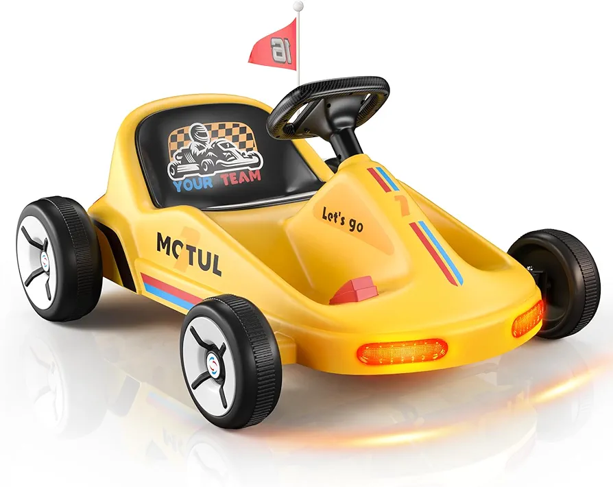 SAT ONE Electric Go Kart, 12V Ride on Car, Quick Assembly, Flashing Taillight, Bluetooth Music, Remote Control, Storytelling, Portable & Fun Anytime, Anywhere, Ideal First Ride for Kids