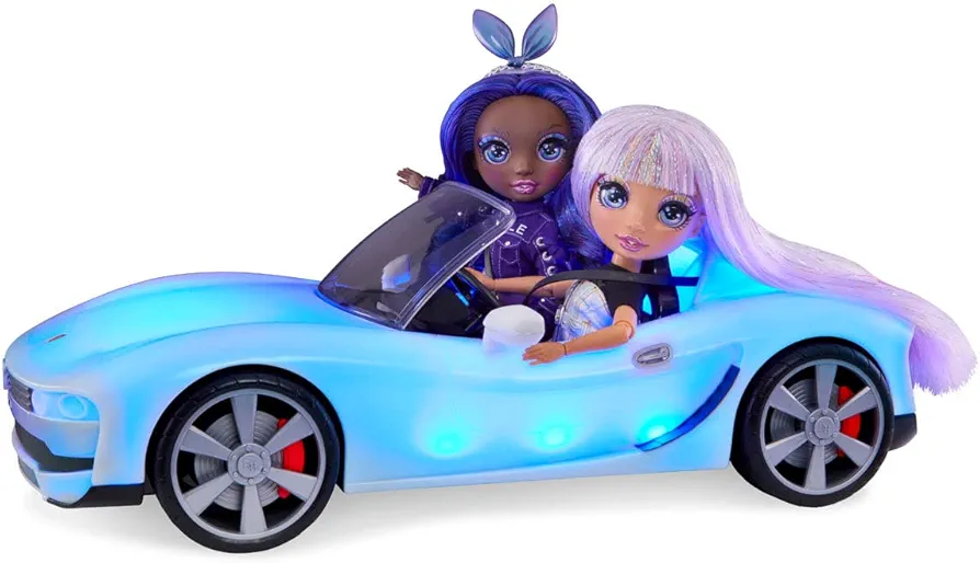 Rainbow High Color Change Car – Convertible Vehicle, 8-in-1 Light-Up, Multicolor with Wheels That Move, Working Seat Belts, Steering Wheel. Fits 2 Fashion Dolls, Toy Gift for Kids Ages 6 7 8+ to 12