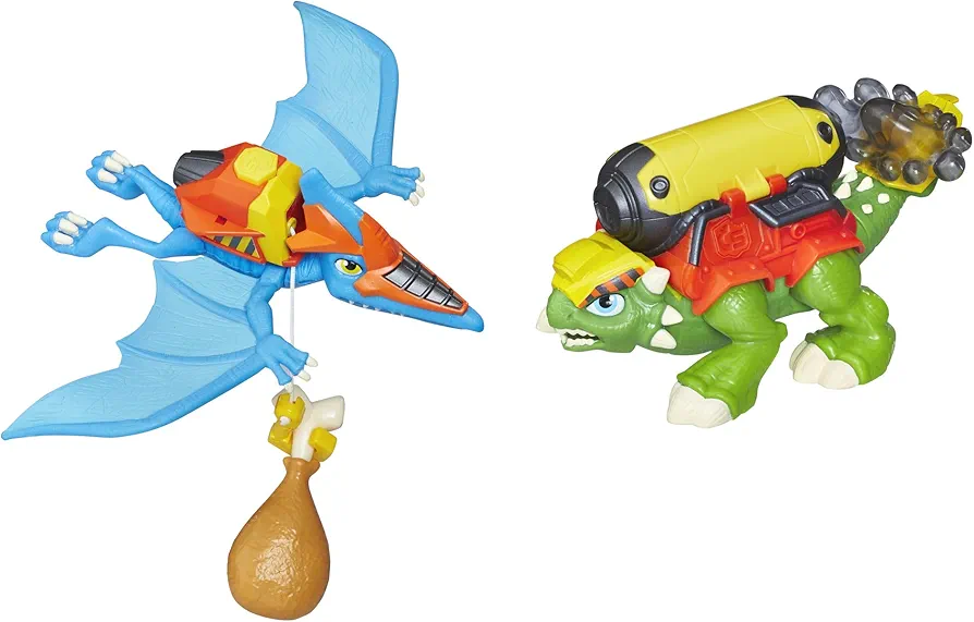 Playskool Construction Crew, Ankylosaurus and Pterodactyl Figures, Dinosaur Toy with Construction Play for Kids 3 Years and Up