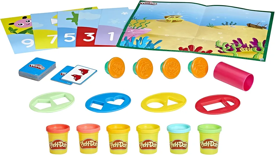 Play-Doh Create & Count Numbers Playset with 6 Double-Sided Playmats, 10 Counting Flashcards & 6 Cans, Back to School Classroom Supplies, Preschool Toys, Ages 2+ (Amazon Exclusive)