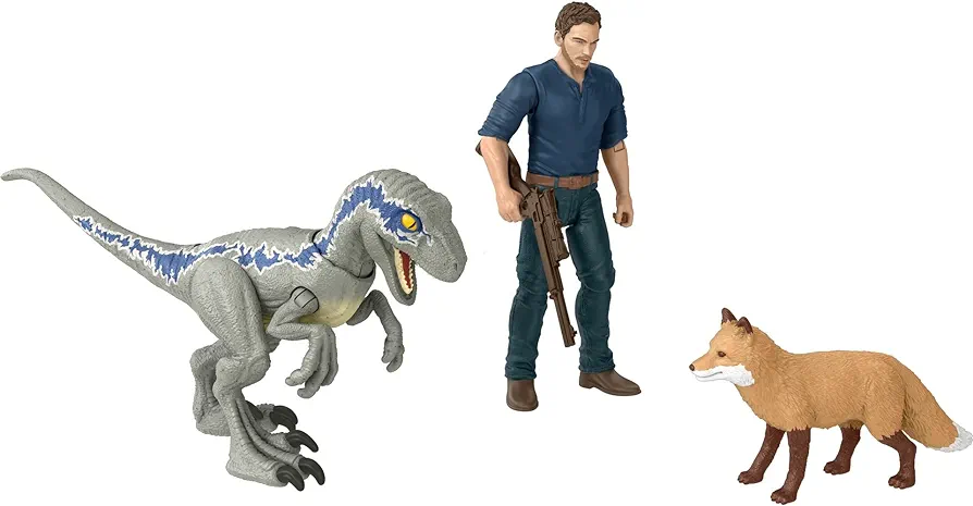 Mattel Jurassic World Dominion Human and Dino Pack, Owen & Velociraptor Beta Action Figure Toys and Accessories