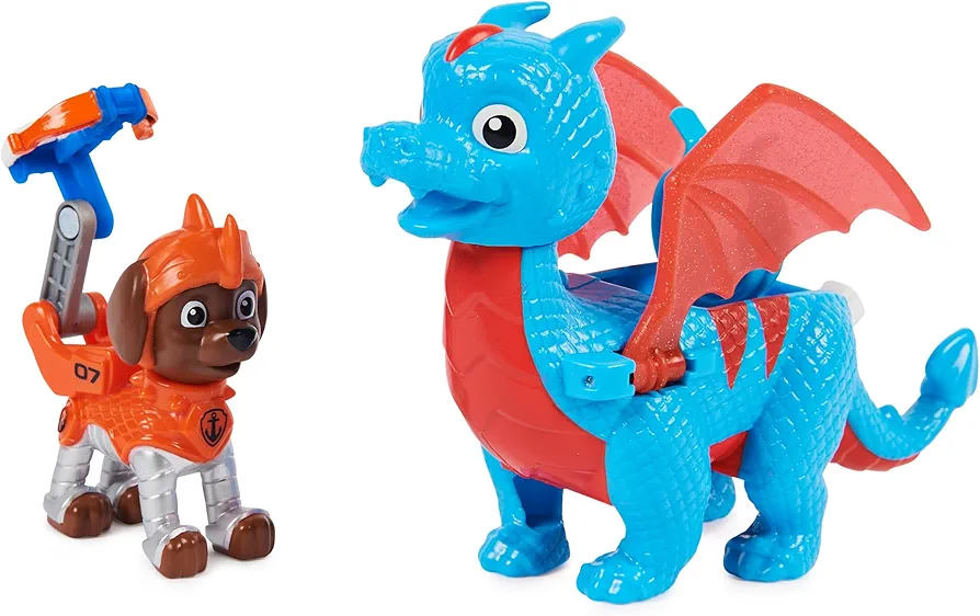 Paw Patrol, Rescue Knights Zuma and Dragon Ruby Action Figures Set, Kids Toys for Ages 3 and up