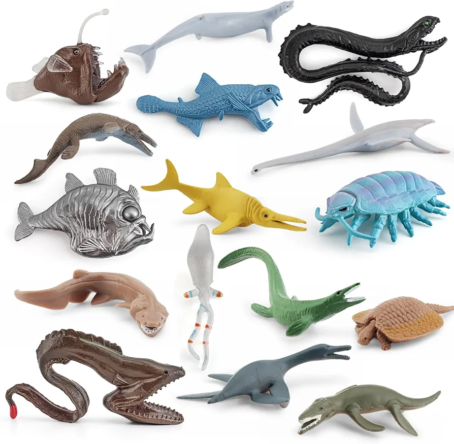 Mini Incredible Prehistoric Sea Creatures Toys for Kids Deep Ocean Animals Figures Marine Animal Toys 2-4 Inch Cake Topper Educational School Project for Kids Toddlers