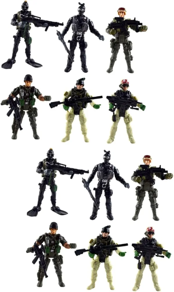 ifundom 12 Pcs Kid Special Forces Men Figures Model Special Forces Soldiers Playset Action Statue for Kids Boys Kids Action Figures Men Action Figures Soldier Figures Mini Movable Toy