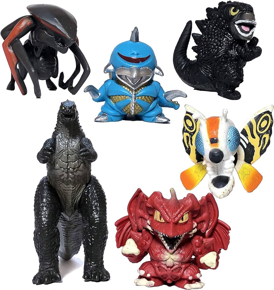 EZFun Set of 6 Godzilla Toys Movable Joint Birthday Kids 2020 Action Figures Destoroyah Gigan MUTO Mothra Chibi King of The Monsters Pack Plastic Mini Dinosaur Movie Playsets Cake Toppers Package