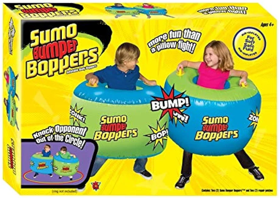 Big Time Sumo Bumper Boppers Belly Bumper Toy, Set of 2 with 2 repair patches, Kids get active and silly, Air inflated fun, More fun than a pillow fight, Great for agility-balance-coordination