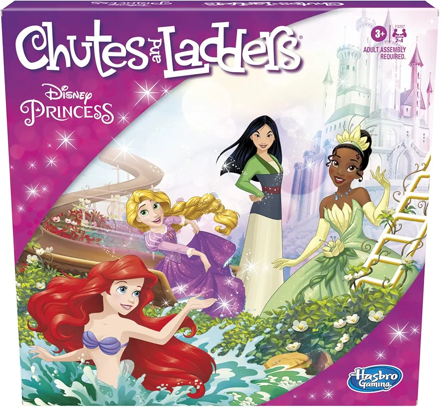 Hasbro Gaming Chutes and Ladders: Disney Princess Edition Board Game for Kids Ages 3 and Up, Preschool Game for 2-4 Players (Amazon Exclusive)